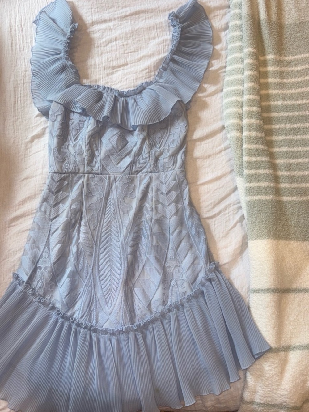American Threads Light Blue Ruffled Lace Sundress